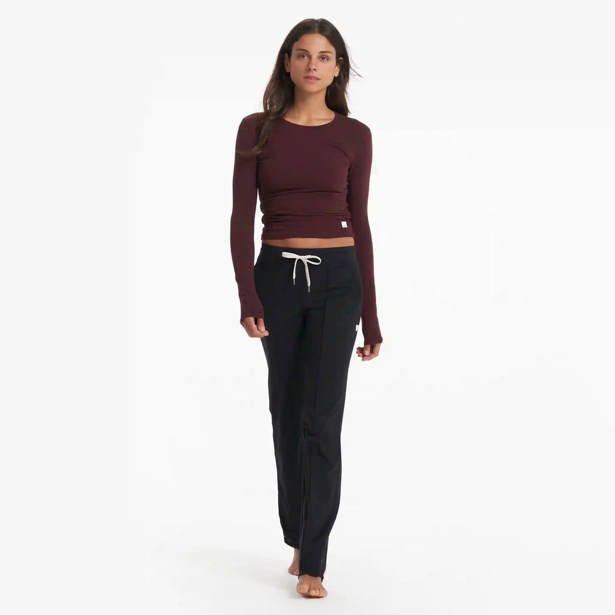 Long-Sleeve Coast Crop Crew | Ruby