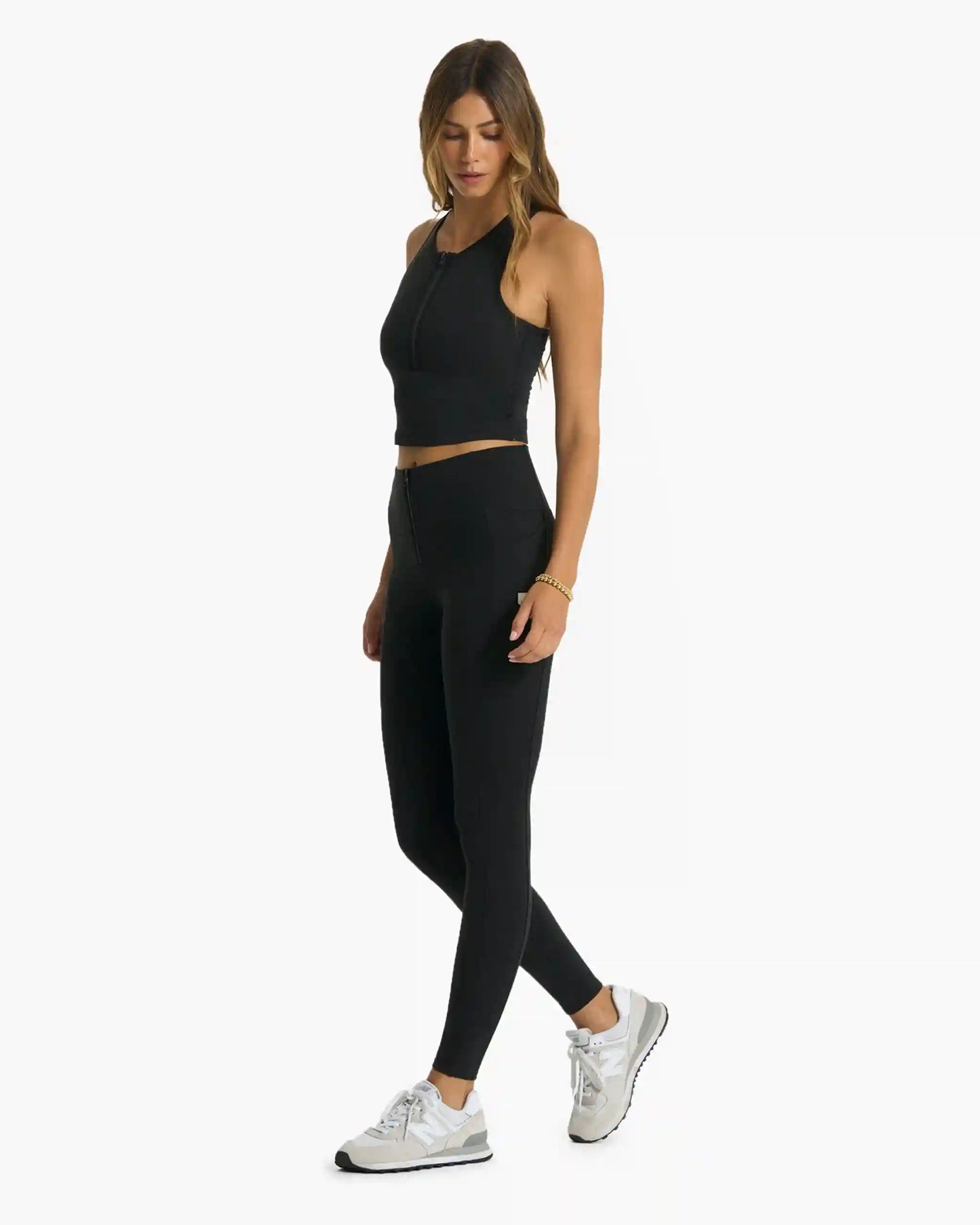 Granite Heathered Zip Tank | Black Heather