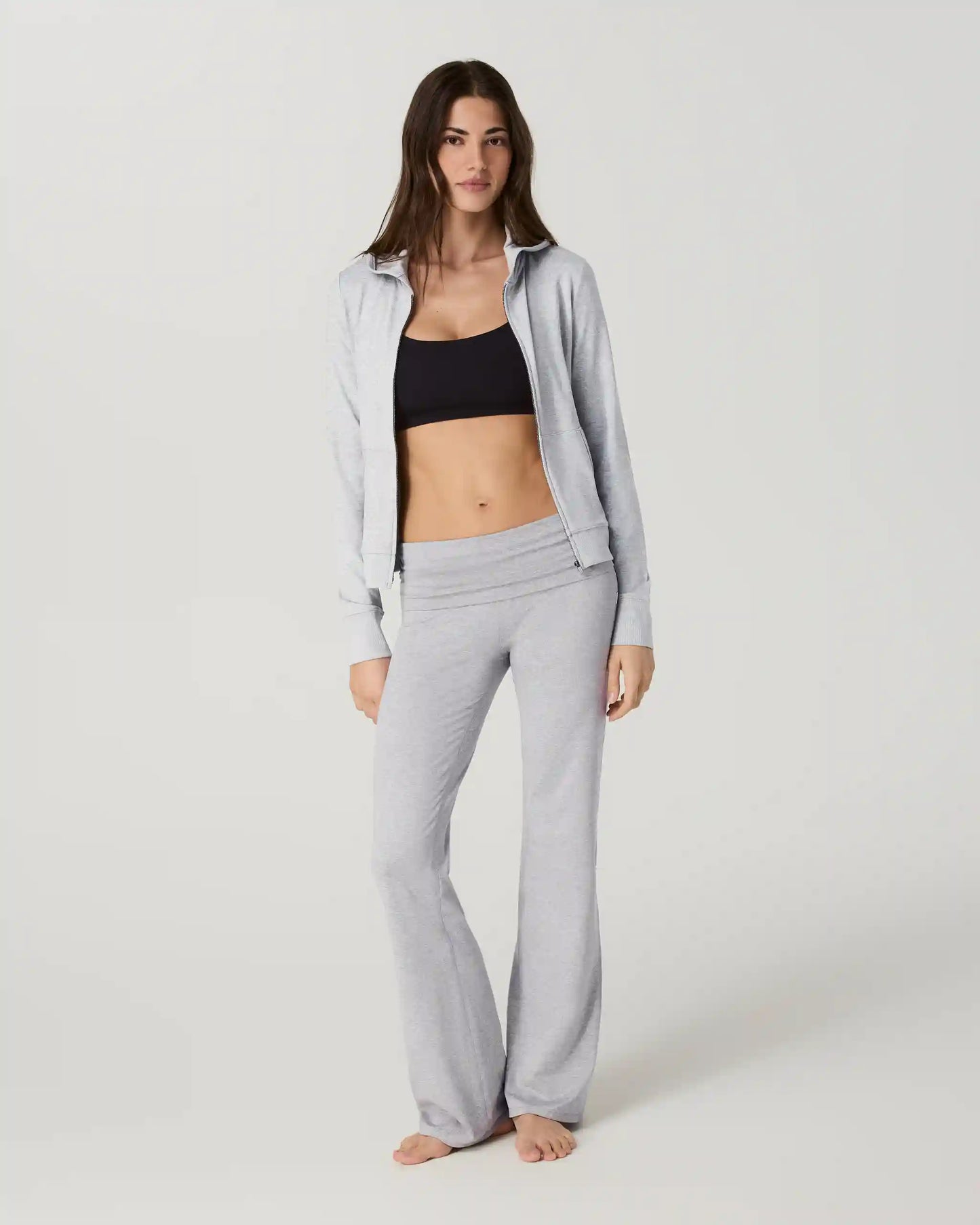 Halo Mini Full Zip Hoodie - Long | Pale Grey Heather