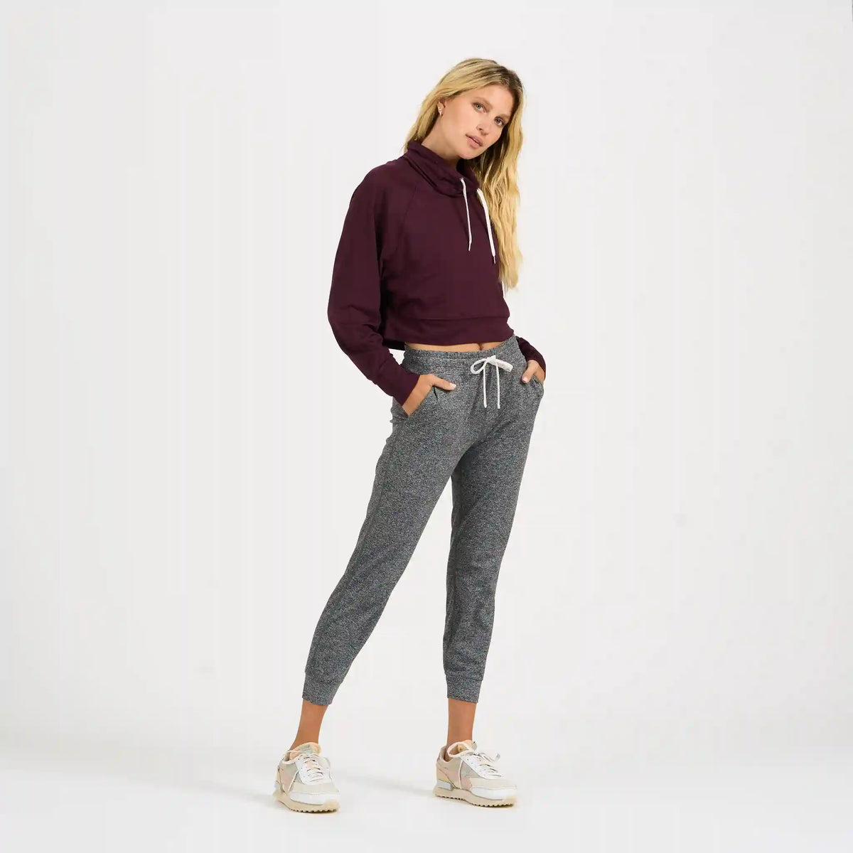 Halo Crop Funnel Neck | Cerise Heather