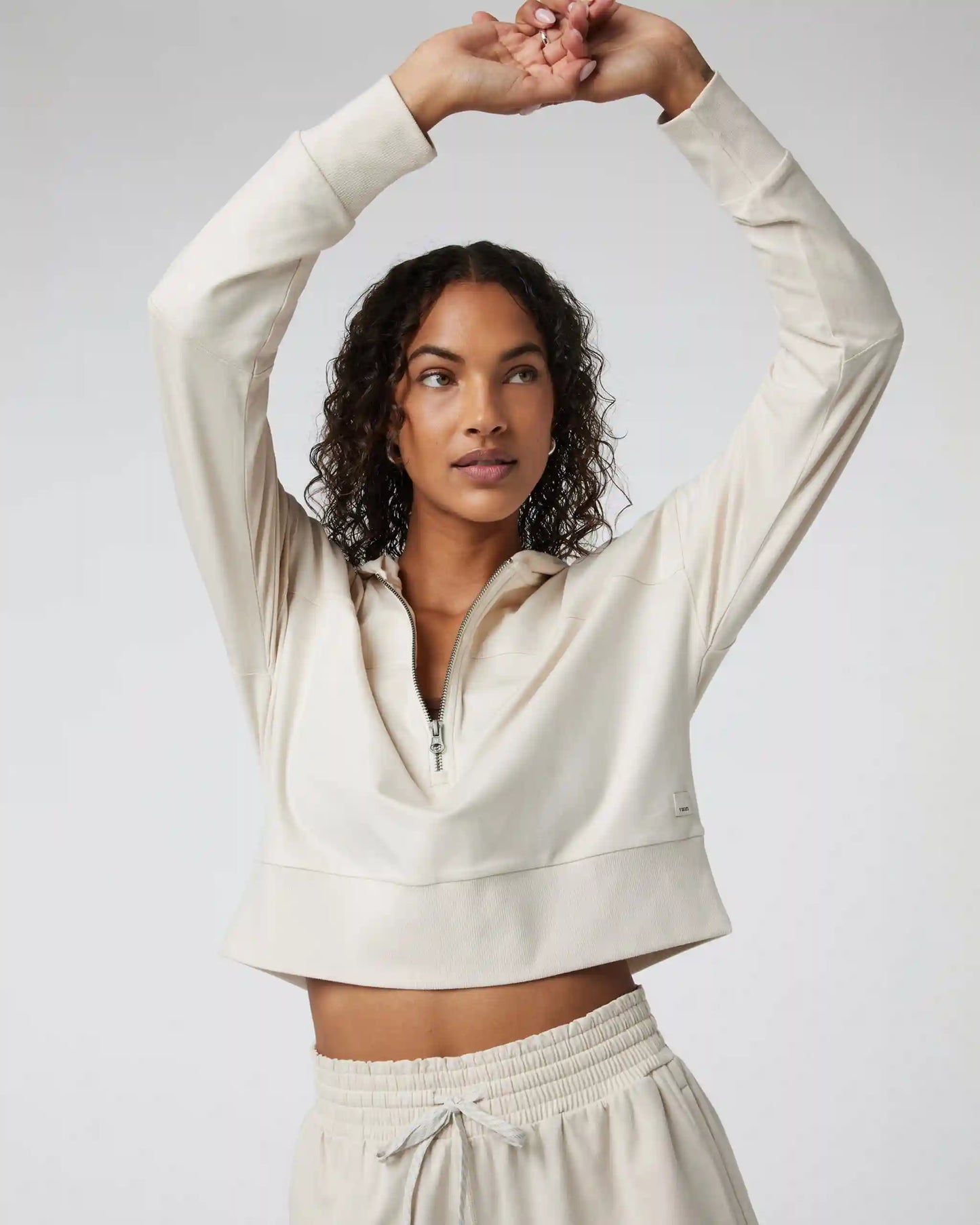 Halo Half Zip Cropped Hoodie | Milkweed Heather
