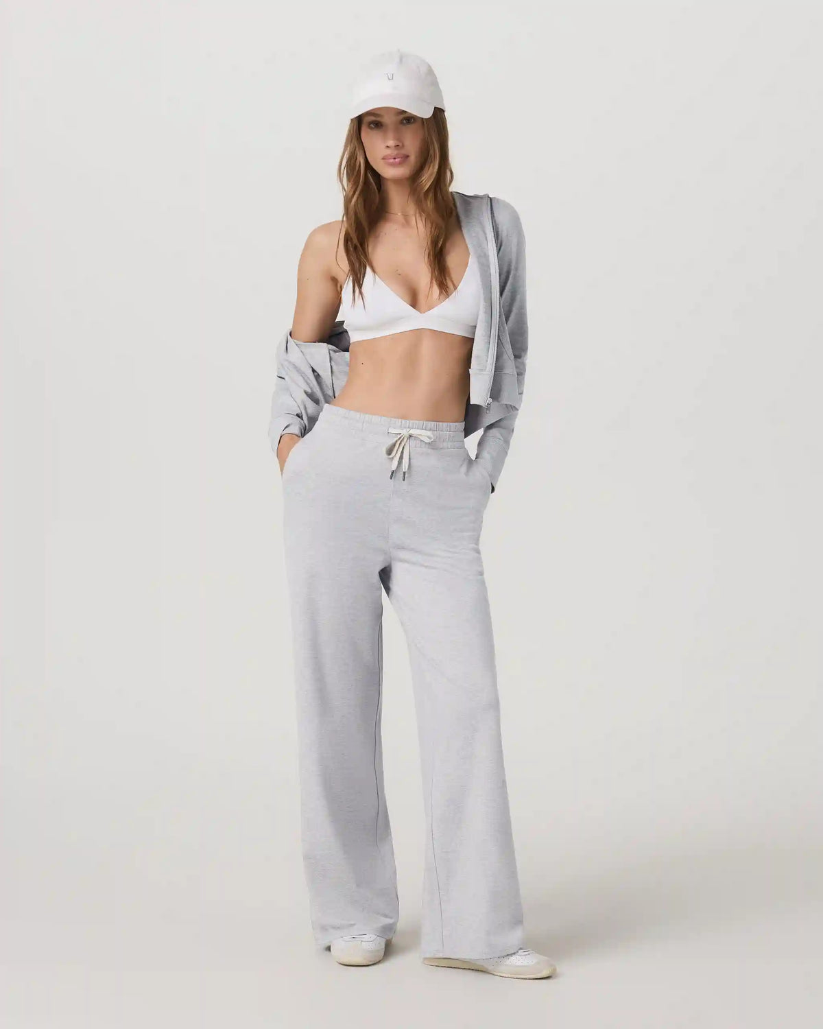 Halo Essential Wideleg Pant - Short | Pale Grey Heather