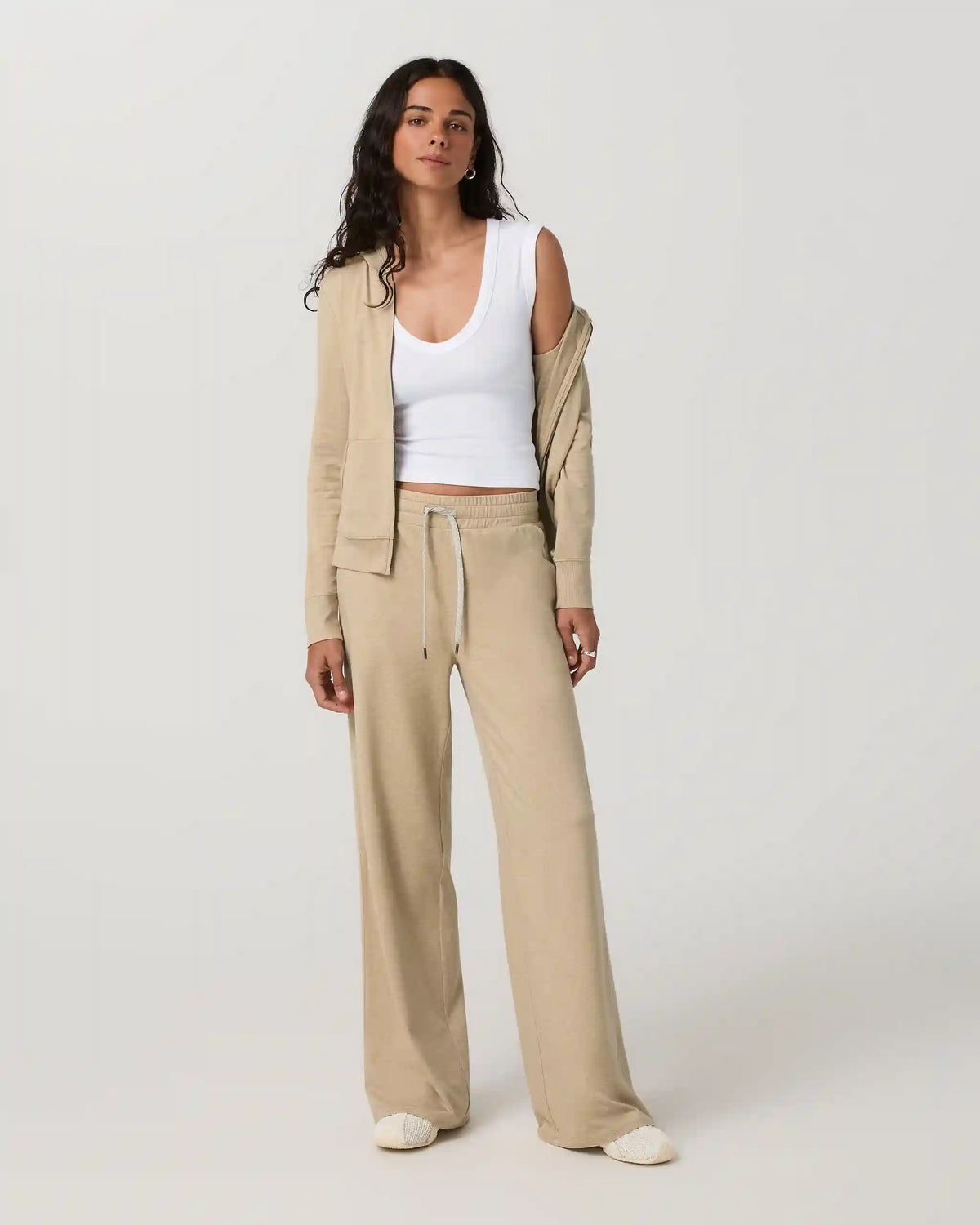 Halo Essential Wideleg Pant - Short | Khaki Heather