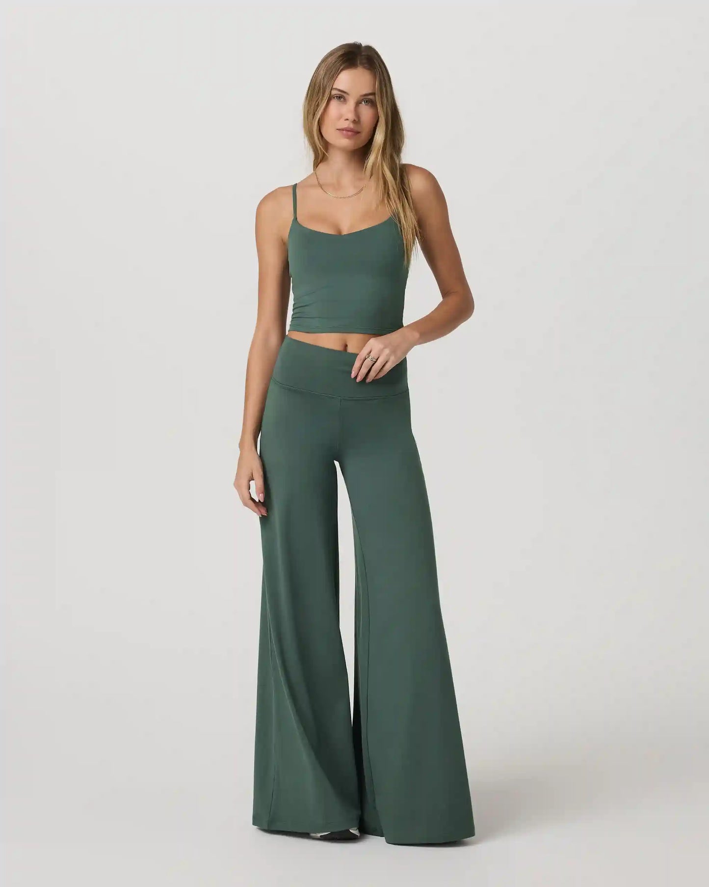 Halo Easy Wideleg Pant - Long | Agate Green