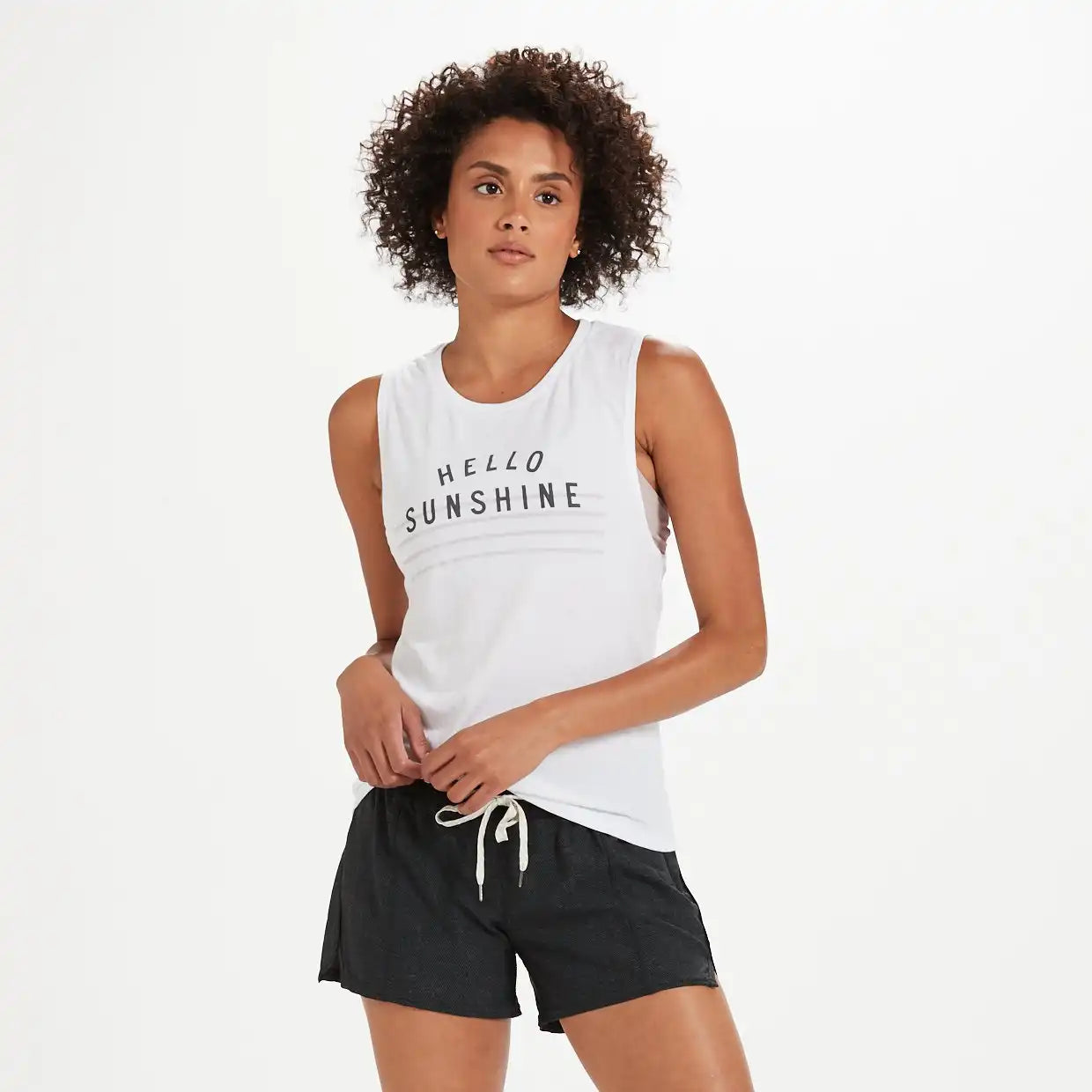 Hello Sunshine Tank | White (Shell Graphic)