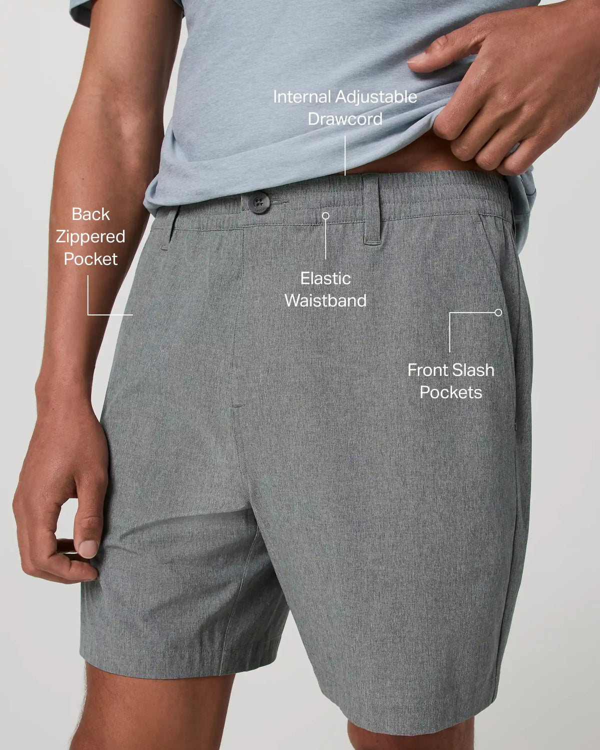 Aim Elastic Waist Short 7" | Concrete Linen Texture