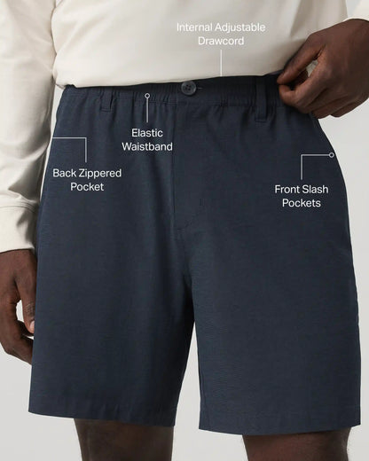 Aim Elastic Waist Short 7" | Navy Linen Texture