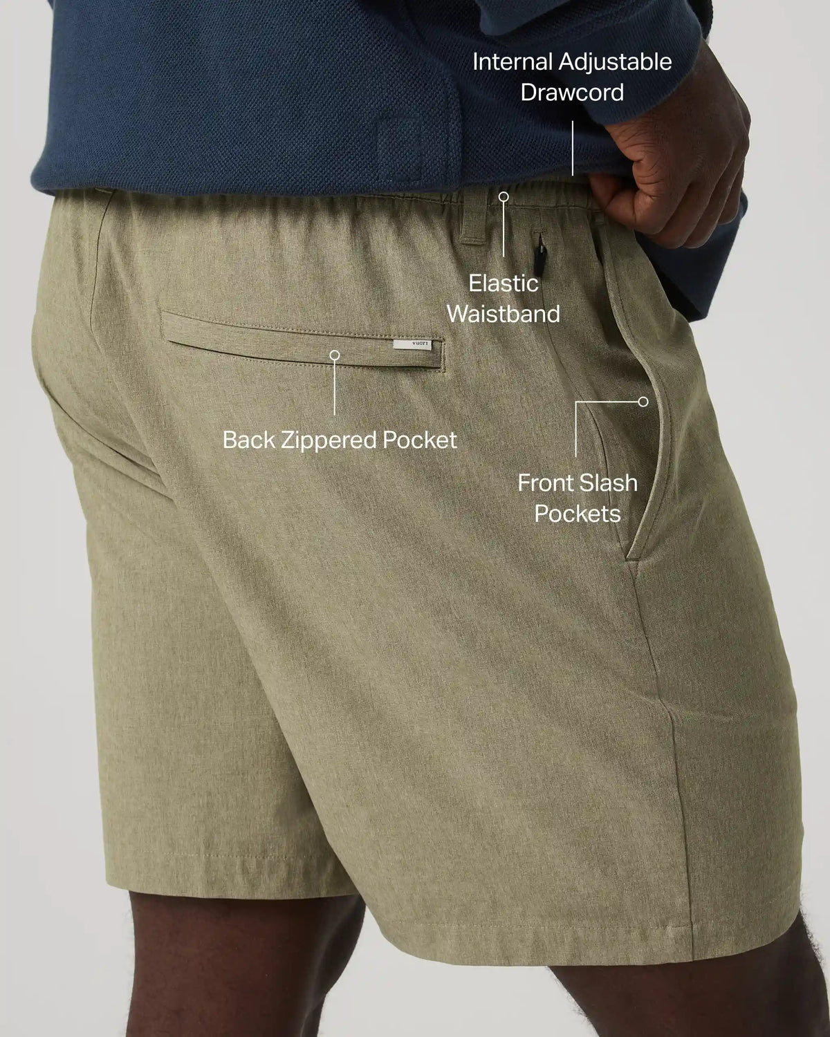 Aim Elastic Waist Short 7" | Artichoke Linen Texture