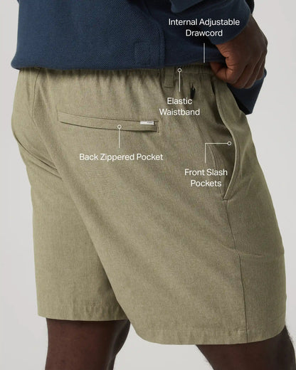 Aim Elastic Waist Short 7" | Artichoke Linen Texture