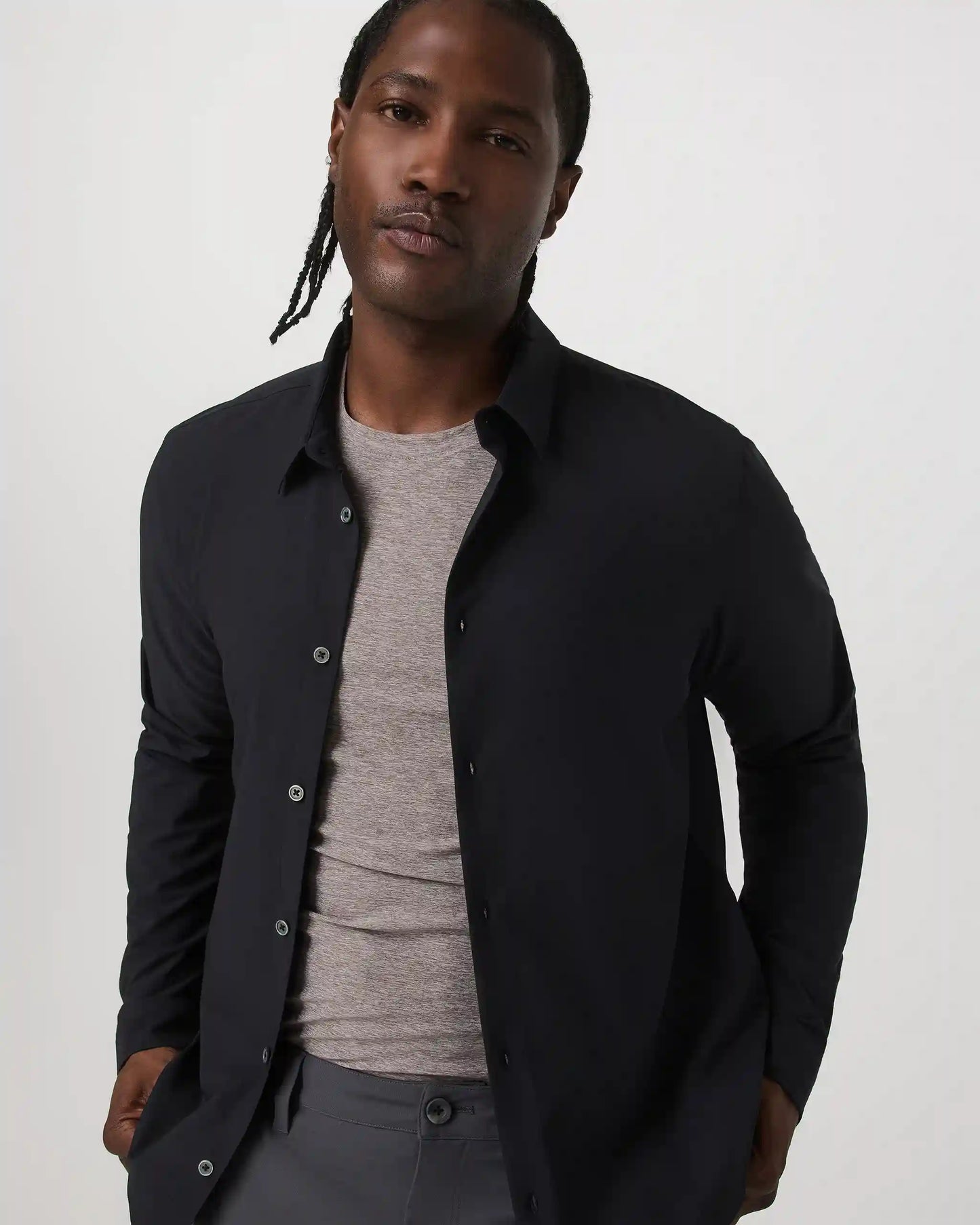 Long Sleeve Manhattan Button Down | Black