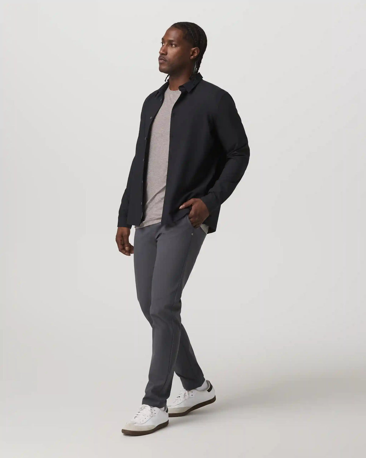 Long Sleeve Manhattan Button Down | Black
