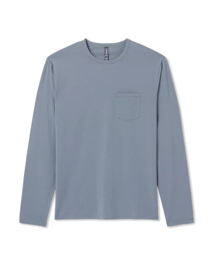 Long Sleeve Men's Feather Tee | Dusty Blue