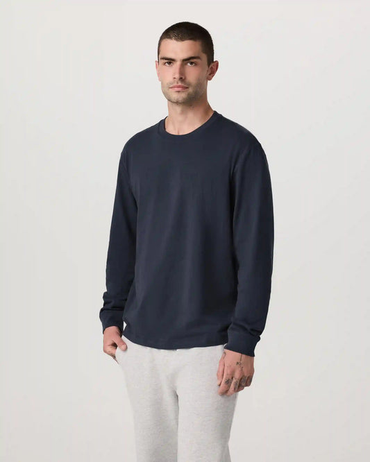Long Sleeve Vuori Heavyweight Cotton Tee - Relaxed Fit | Navy