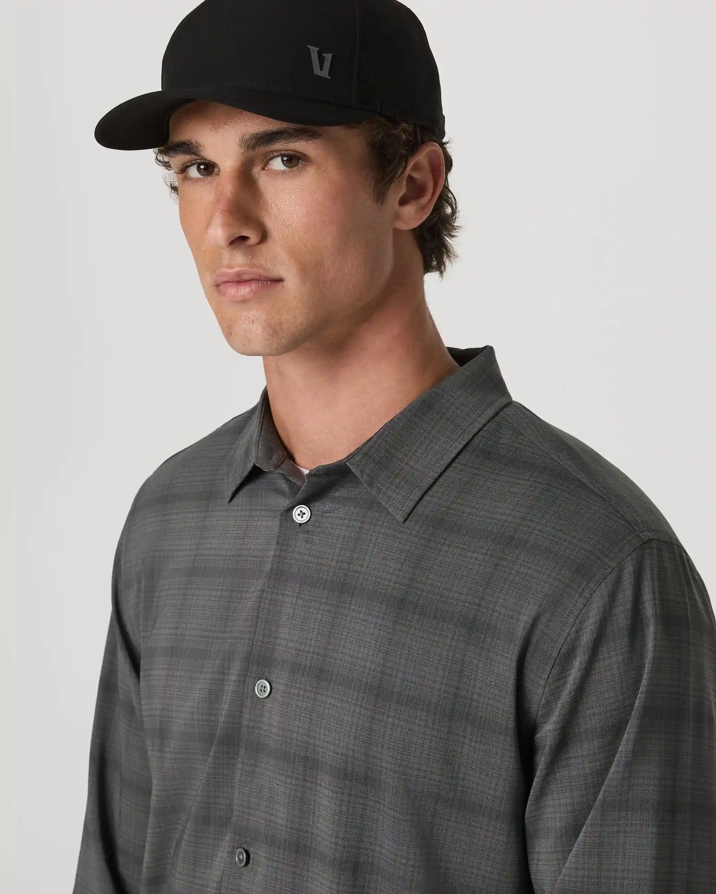 Long Sleeve Plaid Button Down Shirt | Dark Pewter