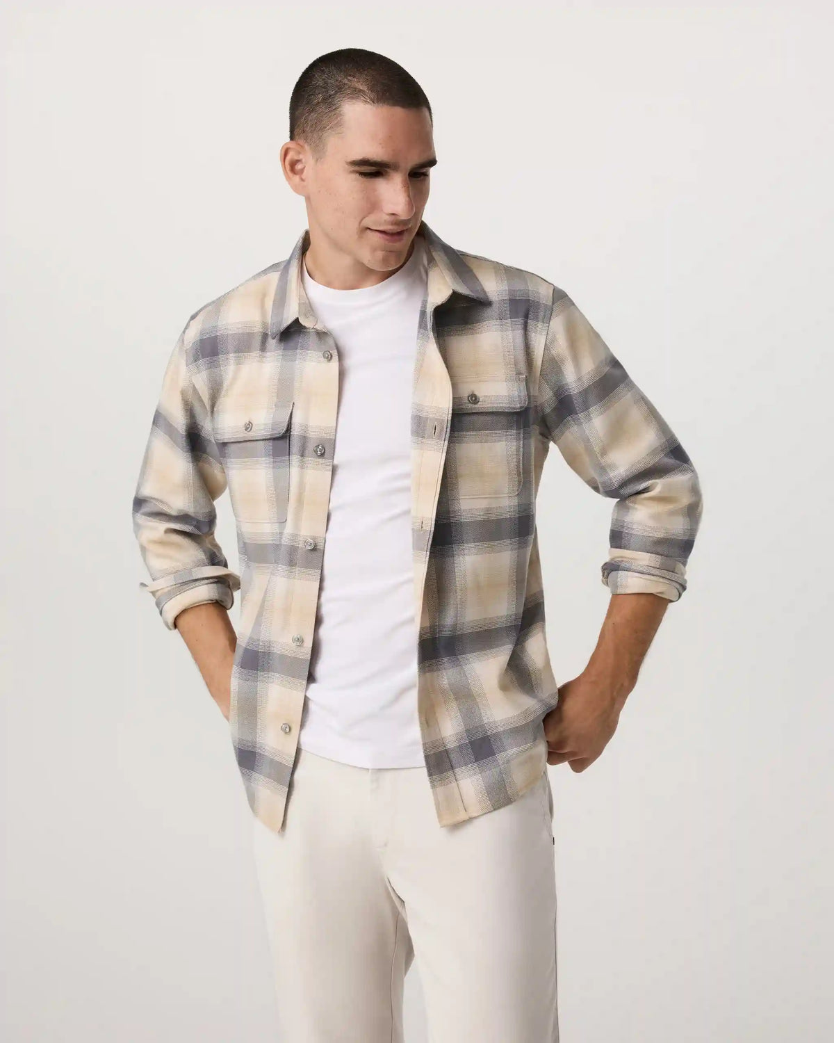 Long Sleeve Flannel Button Down Shirt | Cavern Grey