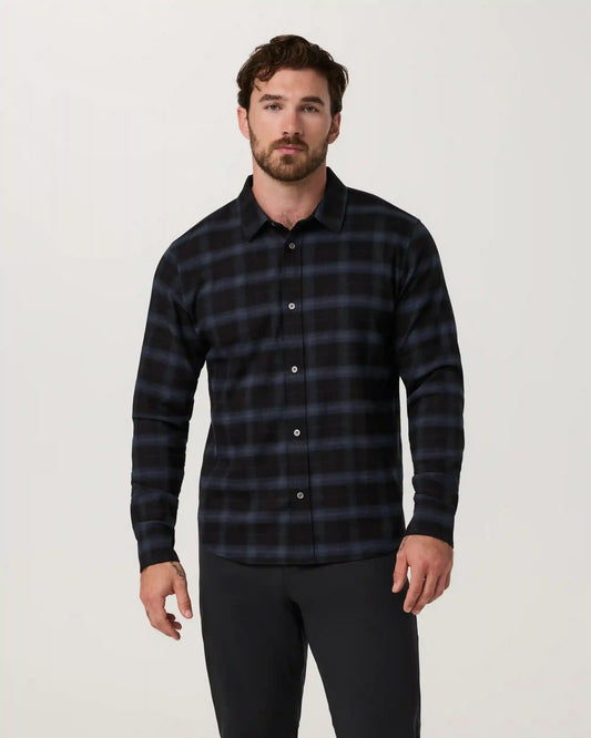 Long Sleeve Midweight Flannel Shirt | Black