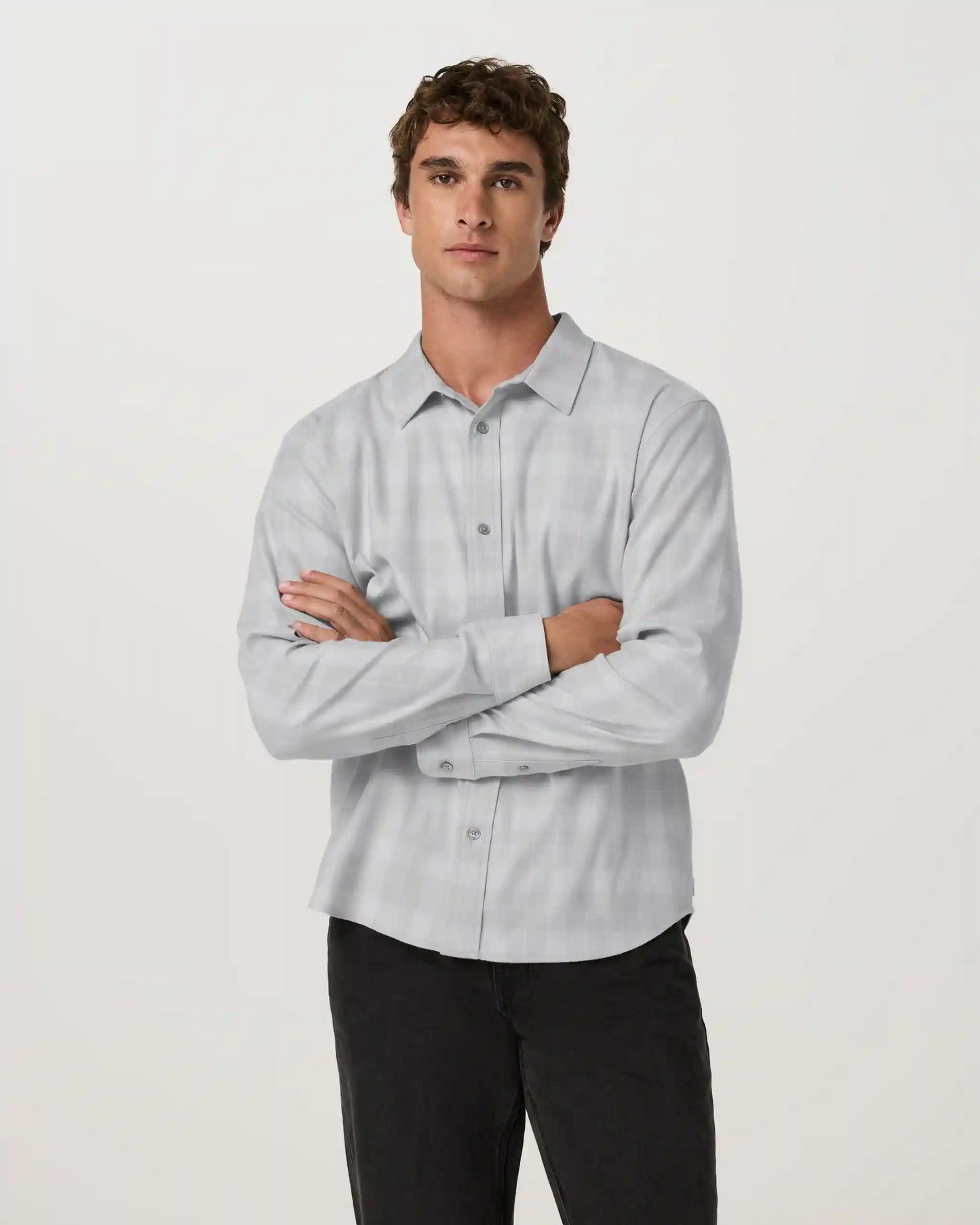 Long Sleeve Midweight Flannel Shirt | Sky Grey