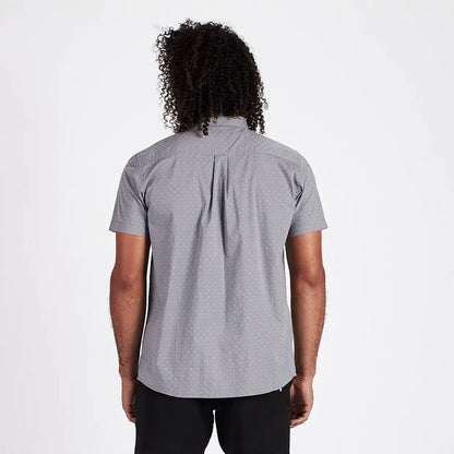 Crest Short Sleeve Button-Down | Grey Micro Dot