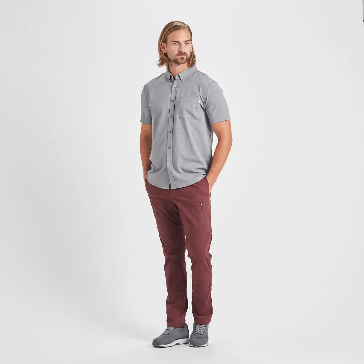 Bishop Short-Sleeve Button-Down | Light Grey