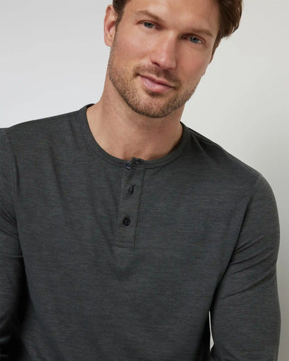 Long-Sleeve Ease Performance Henley | Charcoal Heather