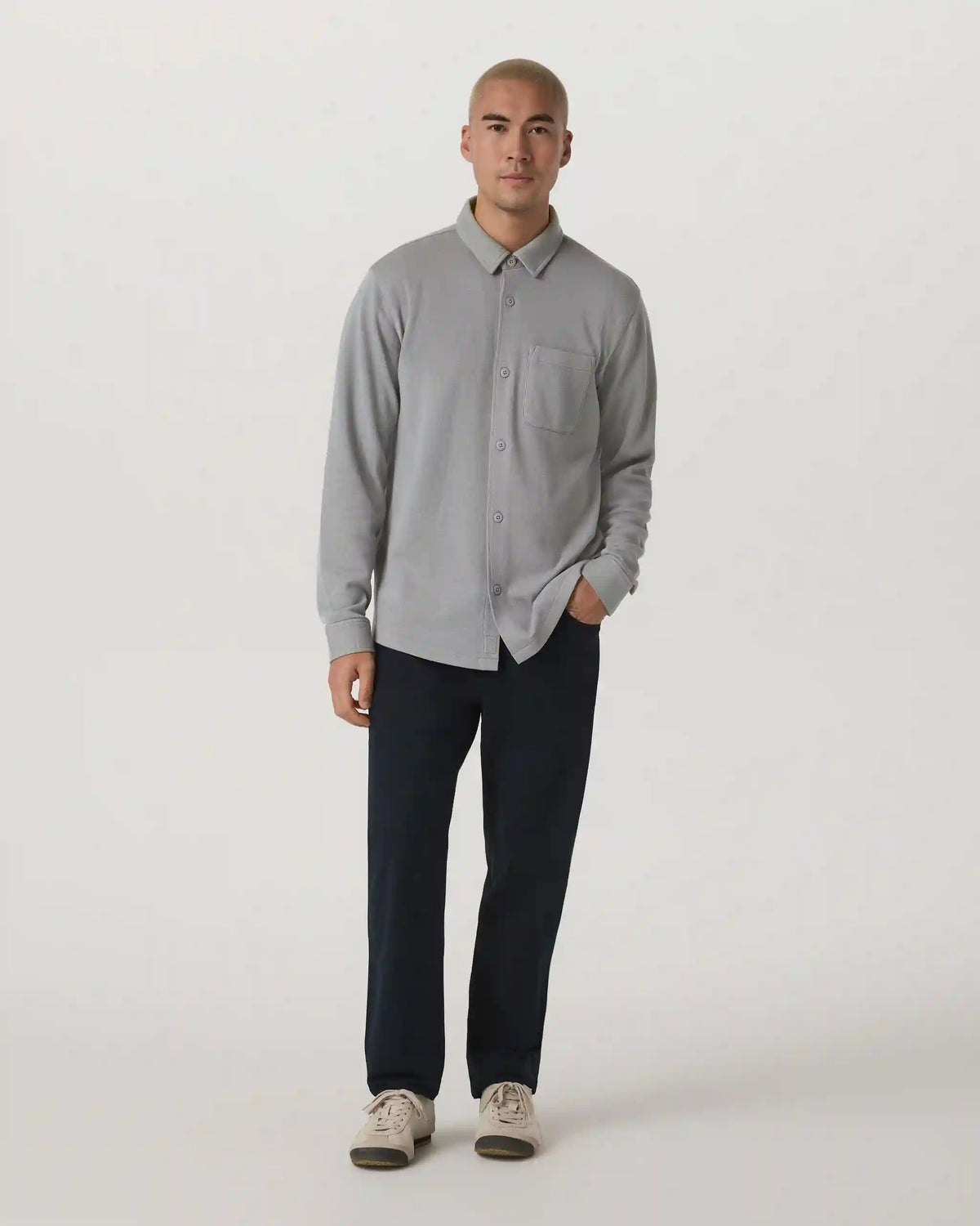 Long Sleeve Jeffreys Button Down Overshirt | Grey