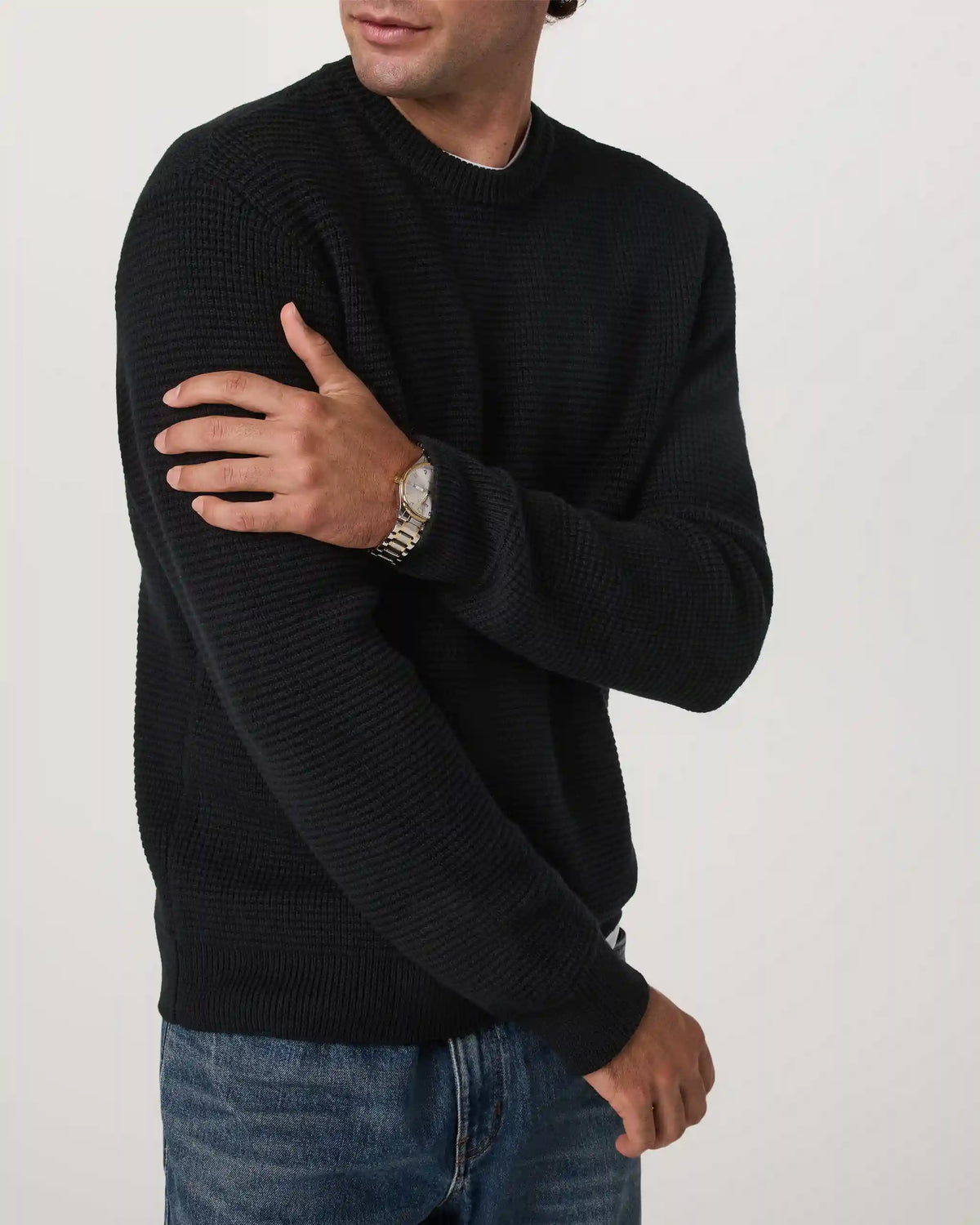 Denver Waffle Crew Sweater | Black