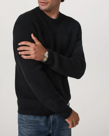 Denver Waffle Crew Sweater | Black