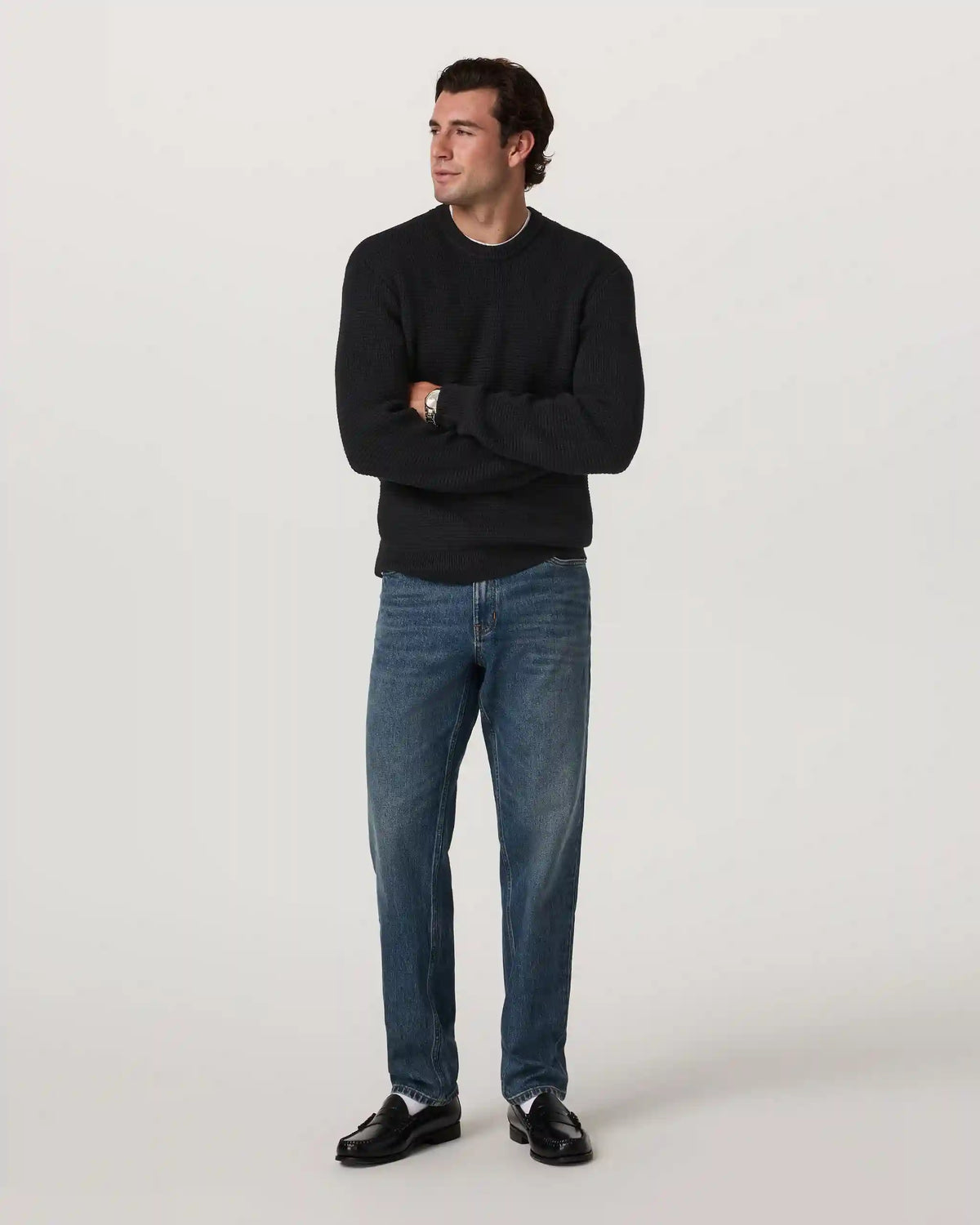 Denver Waffle Crew Sweater | Black
