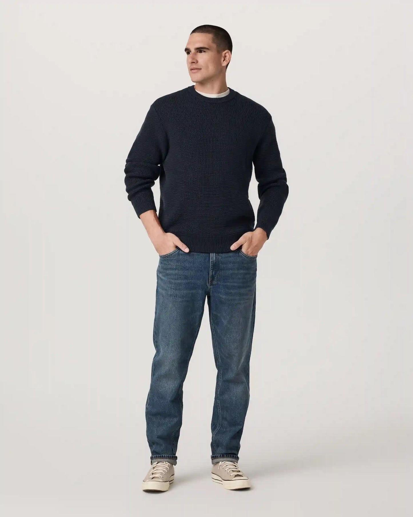 Denver Waffle Crew Sweater | Navy