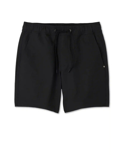Cascade Crinkle Elastic Waist Short 8" | Black