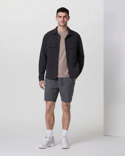 Cascade Crinkle Elastic Waist Short 8" | Charcoal