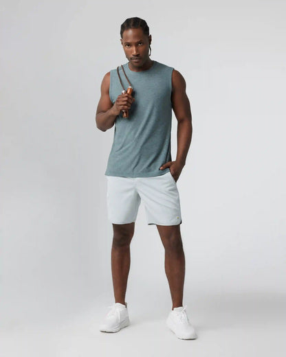 Banks Short Unlined 7" | Sky Grey Linen Texture
