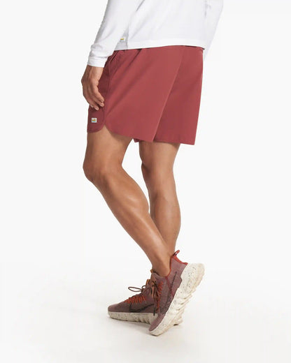 Banks Short Unlined 5" | Earth Red Linen Texture