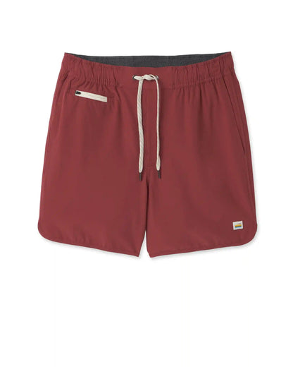 Banks Short Unlined 5" | Earth Red Linen Texture