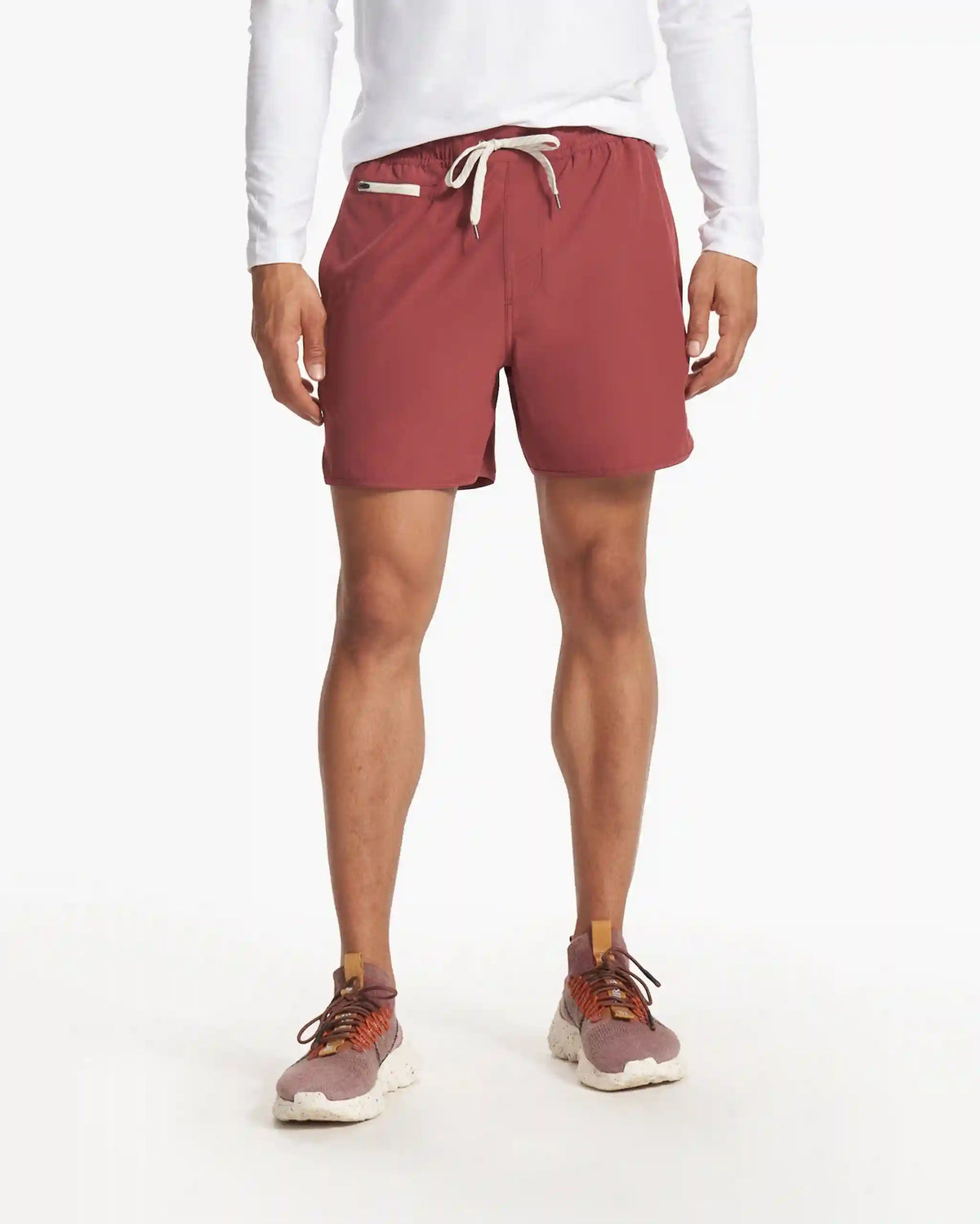 Banks Short Unlined 5" | Earth Red Linen Texture