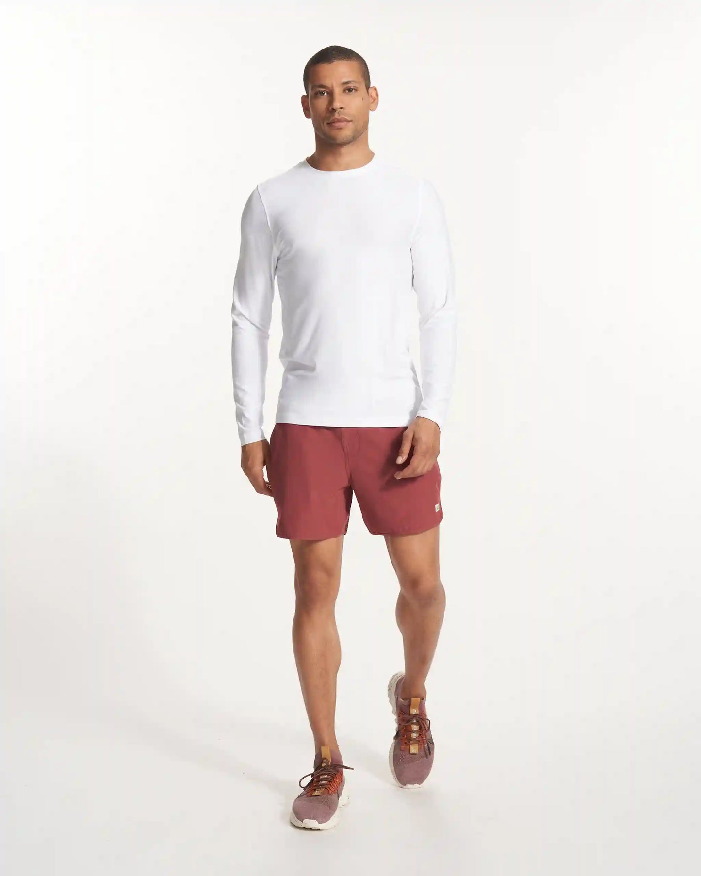 Banks Short Unlined 5" | Earth Red Linen Texture