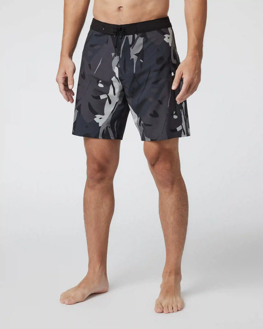 Infinity Boardshort | Charcoal Leaves