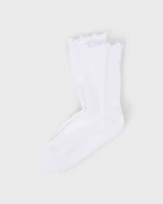 Half Crew Ruffle Sock | White