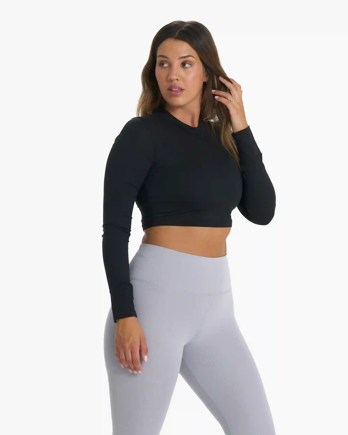 Long-Sleeve Lux Crop Tee | Black