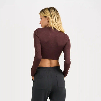 Long-Sleeve Lux Crop Tee | Fig Heather