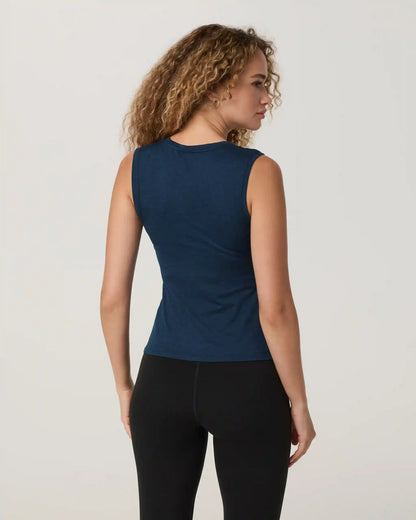 Halo Essential Scoop Tank Long | Blue Coast Heather
