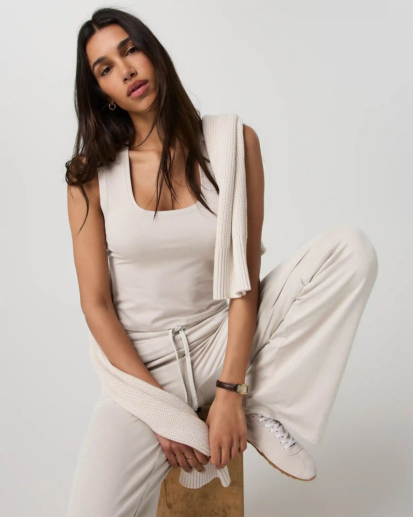 Halo Essential Scoop Tank | Ecru Heather