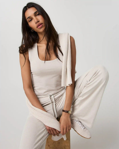 Halo Essential Scoop Tank | Ecru Heather