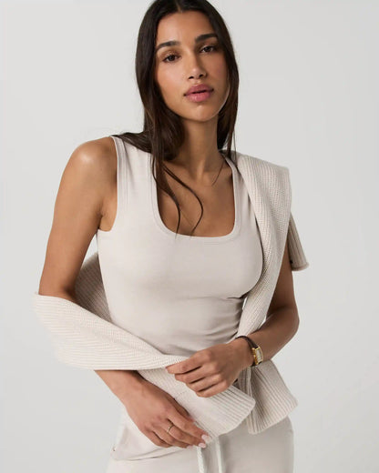 Halo Essential Scoop Tank | Ecru Heather