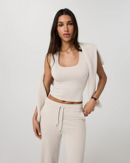 Halo Essential Scoop Tank | Ecru Heather