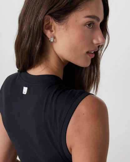 Halo Reina Crop Tank | Solid Black