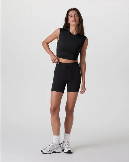 Halo Reina Crop Tank | Solid Black