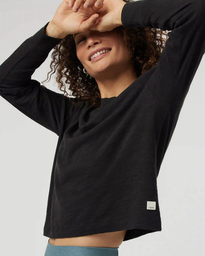 Long Sleeve Sunset Mock Tee | Black