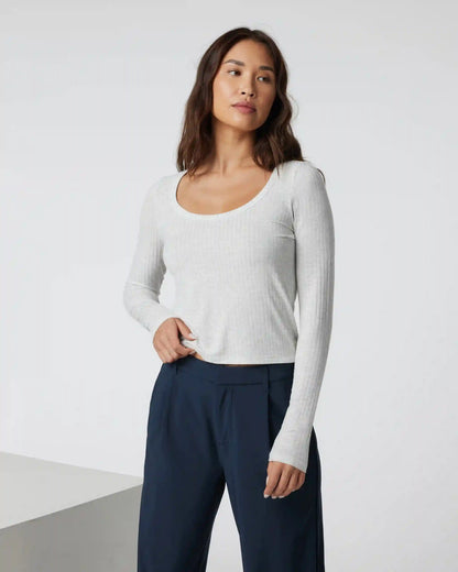 Long Sleeve Plie Top | Light Heather Grey