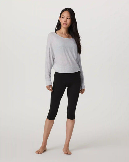 Long Sleeve Twist Top | Light Heather Grey
